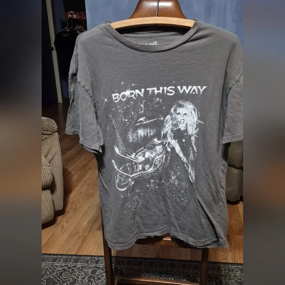 Lady Gaga Born This Way Graphic Tee with Motorcycle and Figure - Picture 5 of 6